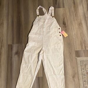 Stoney Clover Lane Cream Cotton Overalls Jumpsuit